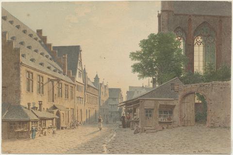 Carl Theodor Reiffensteins "Stadtwaage, Vorderseite, 1837" – eine Aquarellzeichnung aus dem Jahr 1870.