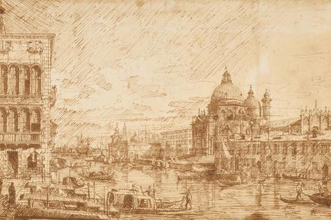 Mit feinstem Tintenstrich: Blick auf den Canal Grande von Bernardo Bellotto aus dem Jahr 1740. © HLMD/Wolfgang Fuhrmannek
