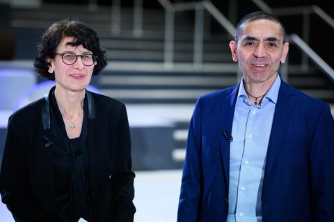 Die Gründer des Mainzer Corona-Impfstoff-Entwicklers Biontech Ugur Sahin und seine Frau Özlem Türeci. Foto: dpa
