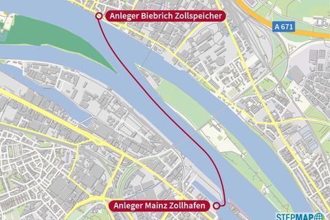 2,7 bis 3 Kilometer weit ist die Strecke - mit modernen Booten halten die Planer im Verkehrsdezernat einen Takt von 10 bis 12 Minuten mit dem RheinRad-Shuttle für realistisch. 