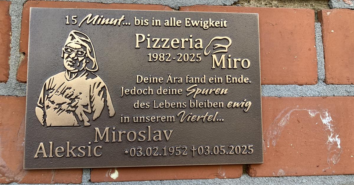 Memorial plaque for pizza baker Miro honors Wiesbaden legend