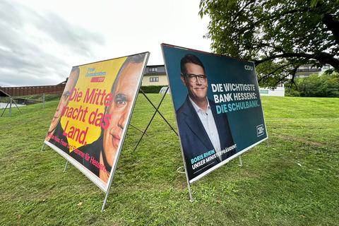 Die Spitzenkandidaten, hier von CDU und FDP, sind nicht zu übersehen in Hessen.
