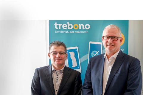 Thorsten Stein (links) und Jörg Klingler haben mit ihrer App Trebono bereits 70 Unternehmen als Kunden gewonnen. Mehr als 1000 Mitarbeiter nutzen das Programm. Foto: Torsten Boor 