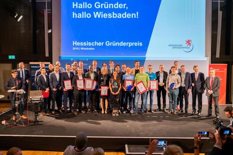 Zwölf Gründer-Firmen schafften den Sprung in das Finale des hessischen Gründerpreises in Wiesbaden. Foto: Annika List/Gründerpreis